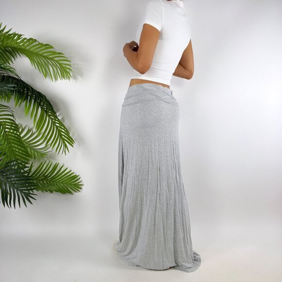 Max Studio Womens Gray Casual Low Rise Beachy Coastal Chic Maxi Skirt / Medium - Picture 2 of 8
